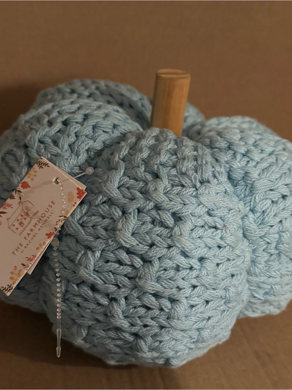 New: Light blue crochet stuffed pumpkin.